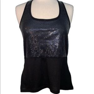 Black soft racerback tank w/sequined bust